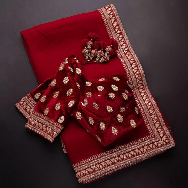 Maroon Colour Rangoli Silk Sequence Embroidery Work Saree With Blouse